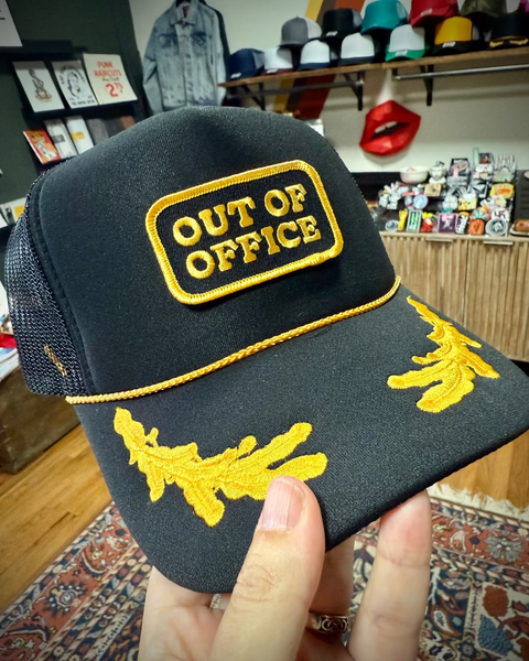 Out of office trucker hat with patch by These are things assembled and sold by Le Monkey House