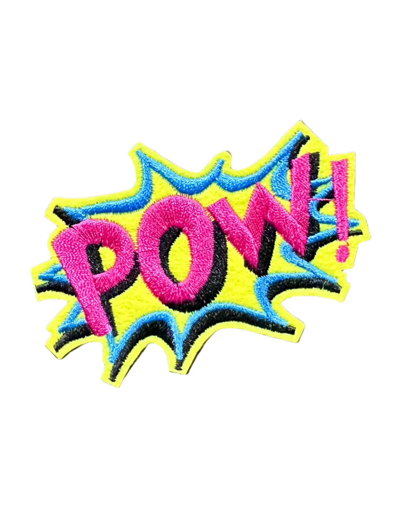 POW! comic book style colorful POW embroidered iron on patch by Square Deal Recordings sold by Le Monkey House