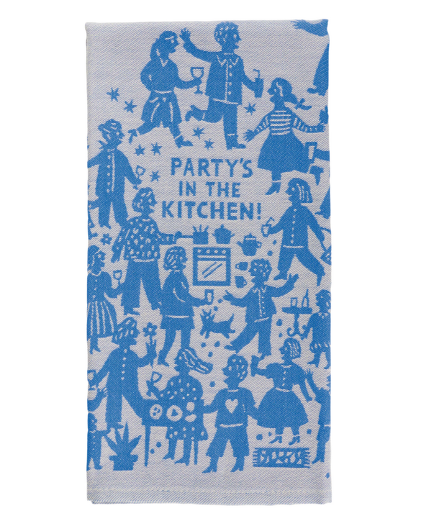 Party's In The Kitchen Woven Dish towel by Blue Q sold by Le Monkey House