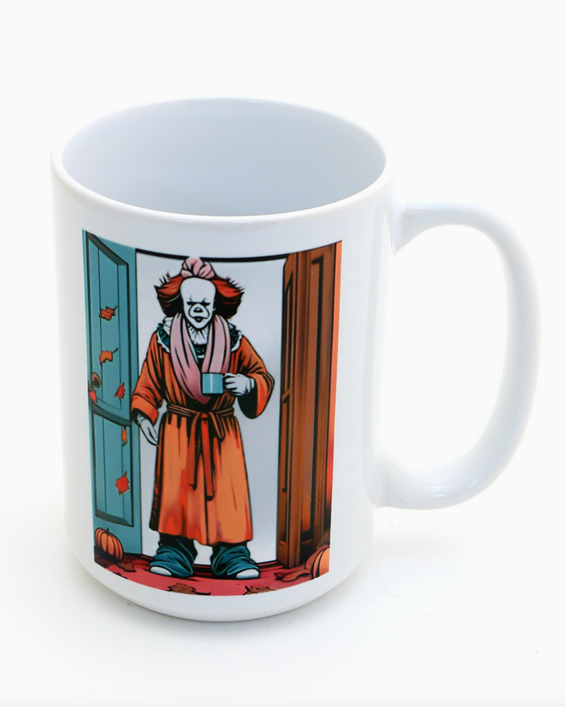 Pennywise, IT, Halloween Mug by Lenny Mud, Sold by Le Monkey House