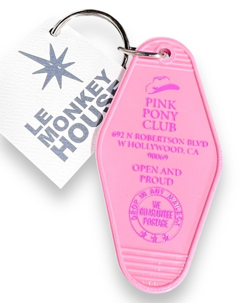 Pink Pony Club Retro Motel Keychain Chappell Roan - Open and proud - West Hollywood by Three Sisters Design Co - Sold by Le Monkey House