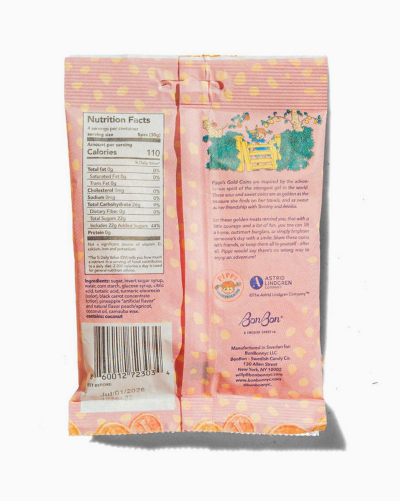 Pippi Longstocking gold coin swedish candies by BonBon sold by Le Monkey House