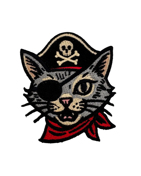 Pirate kitty cat embroidered iron on patch by Shady Front sold by Le Monkey House