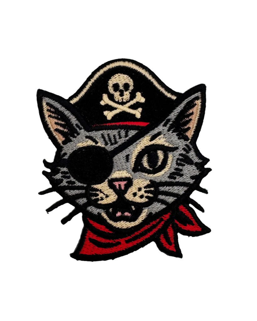 Pirate kitty cat embroidered iron on patch by Shady Front sold by Le Monkey House
