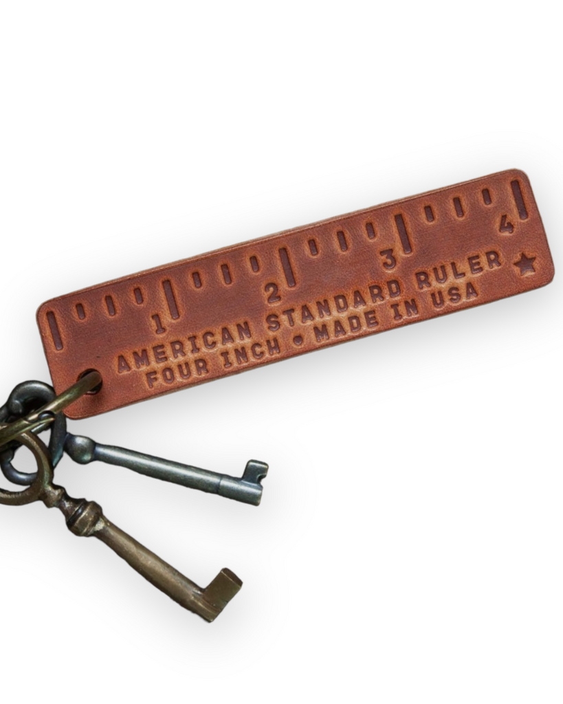 American Standard Pocket Ruler Genuine Handmade Leather keychain by Sugarhouse Leather Sold by Le Monkey House