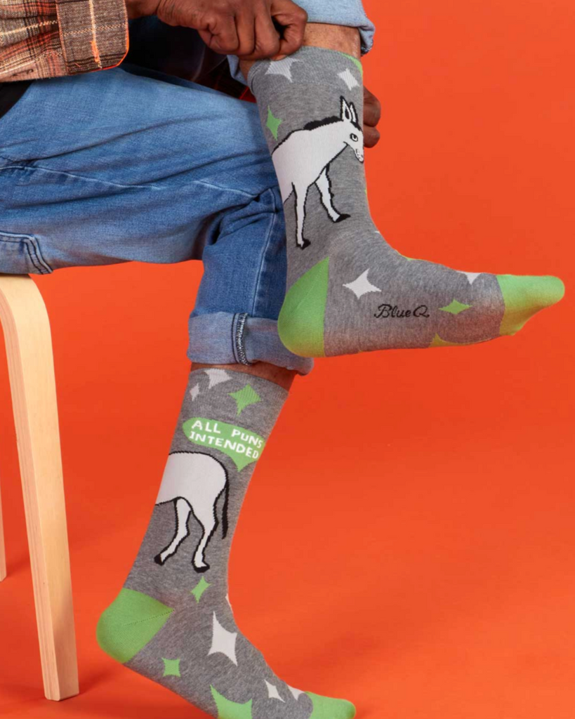 All puns intended jackass men's socks by Blue Q sold by Le Monkey House