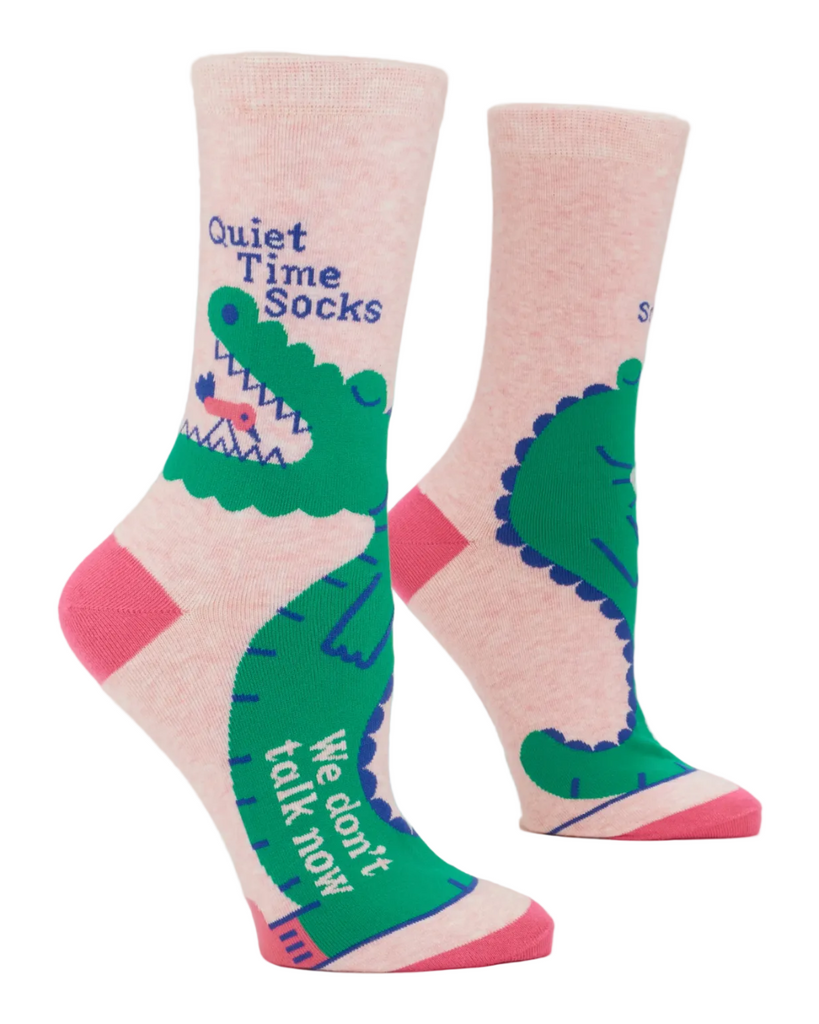 Quiet Time, We don't talk now women's crew socks by Blue Q sold by Le Monkey House