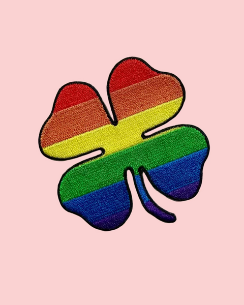 Rainbow shamrock patch embroidered iron on patch by Square Deal Recordings sold by Le Monkey House