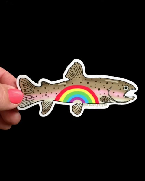 Rainbow Trout - pun sticker by Bangs and teeth sold by Le Monkey House