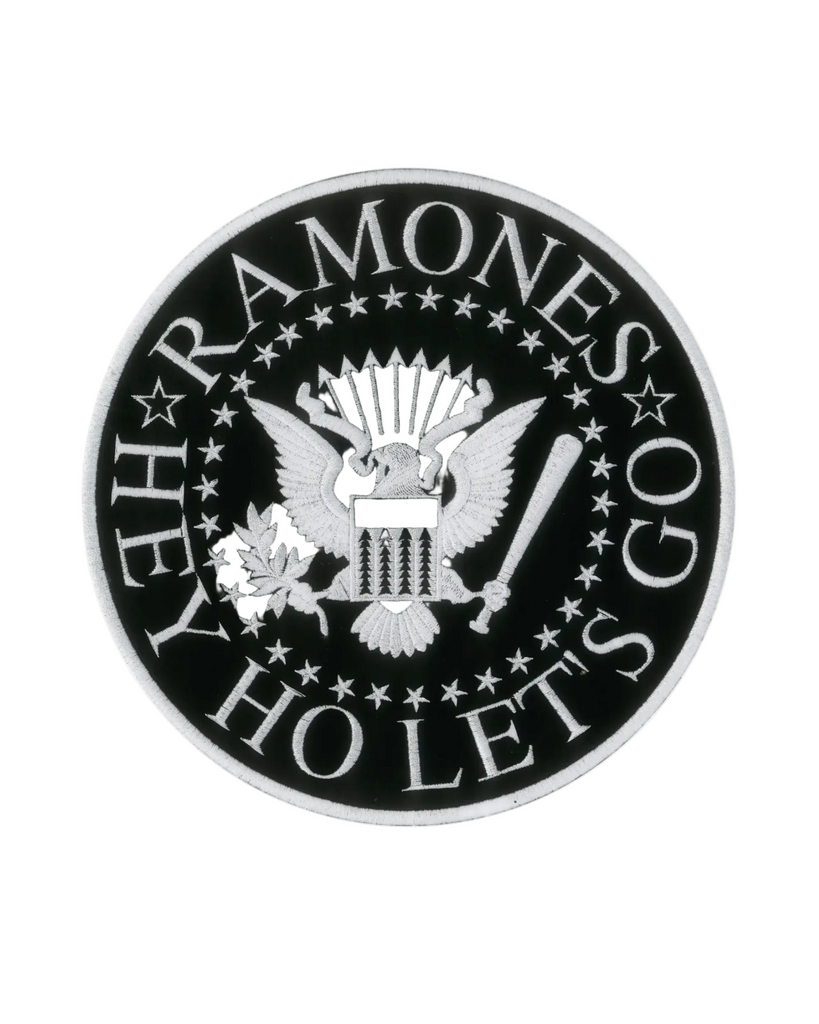 Ramones Hey ho let's go large  embroidered iron on patch by square deal recordings, sold by Le Monkey House