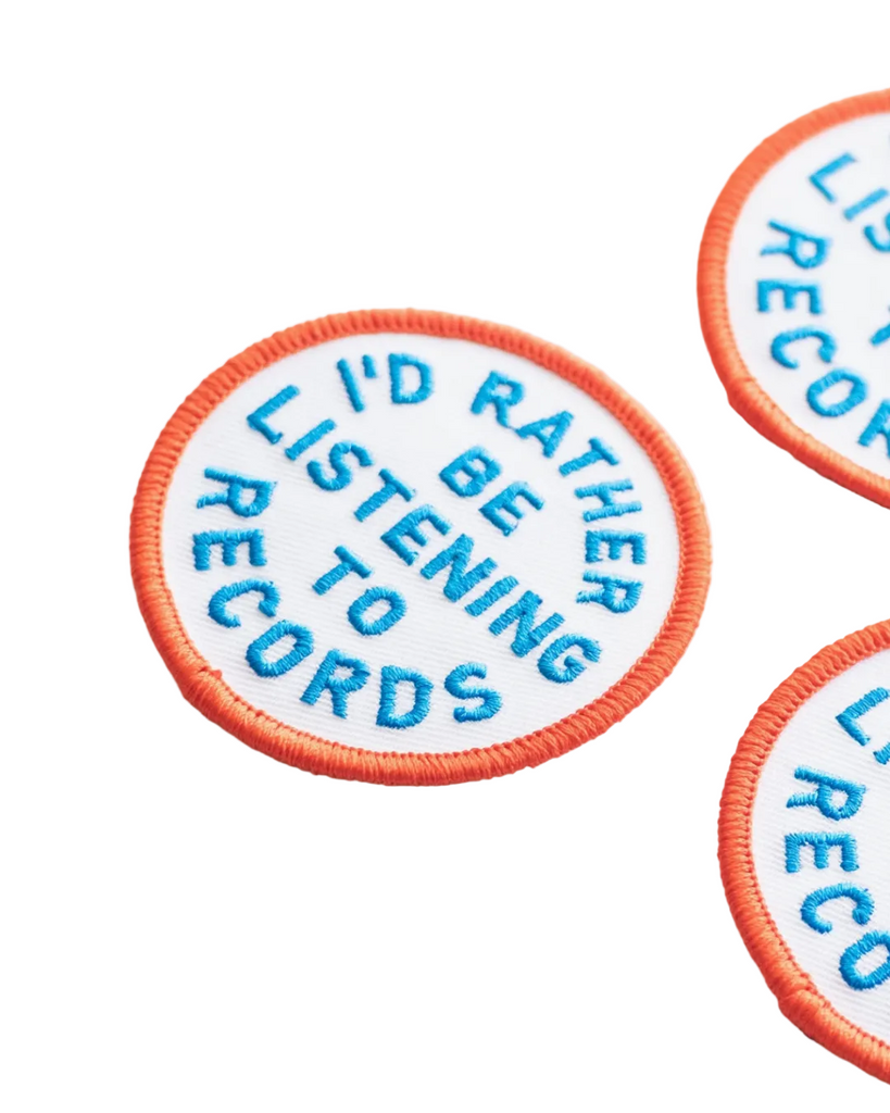 I'd rather be listening to records embroidered iron on patch by Union Made sold by Le Monkey House