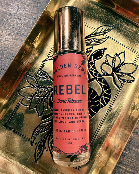 Rebel roll on perfume, roll on, perfume, Dark Tobacco, by Golden Gems, sold by Le Monkey House