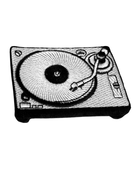 Record player patch iron on patch by Square deal recordings sold by Le Monkey House