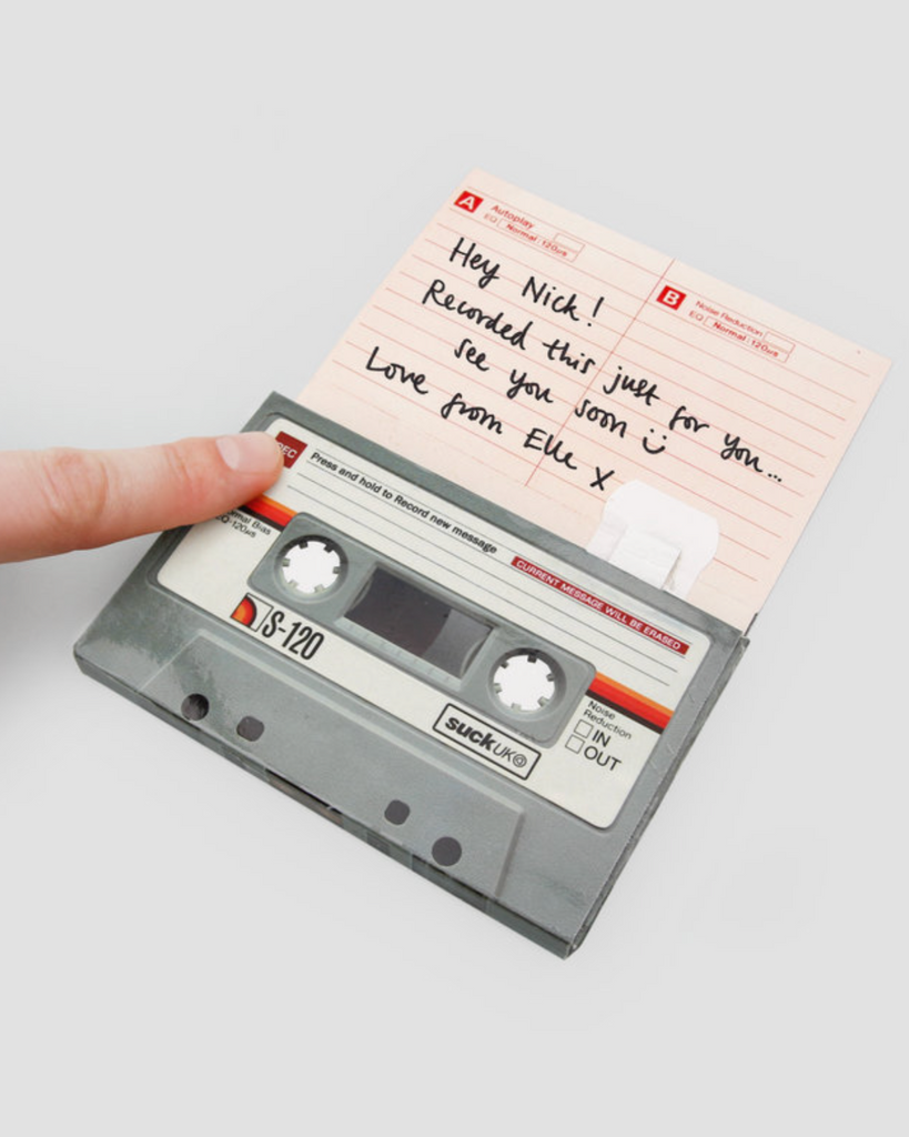 Recordable Send a message cassette tape greeting card by Suck UK sold by Le Monkey House