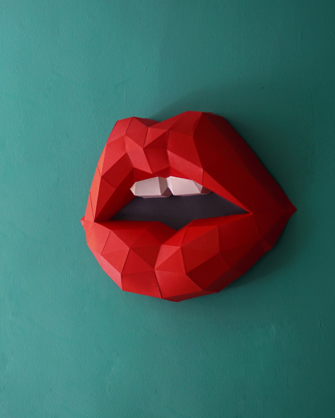 Red Lips 3D paper DIY puzzle by Papercraft sold by Le Monkey House