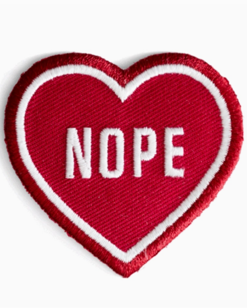 Red Nope Heart Iron on embroidered Patch by These are things sold by Le MOnkey House