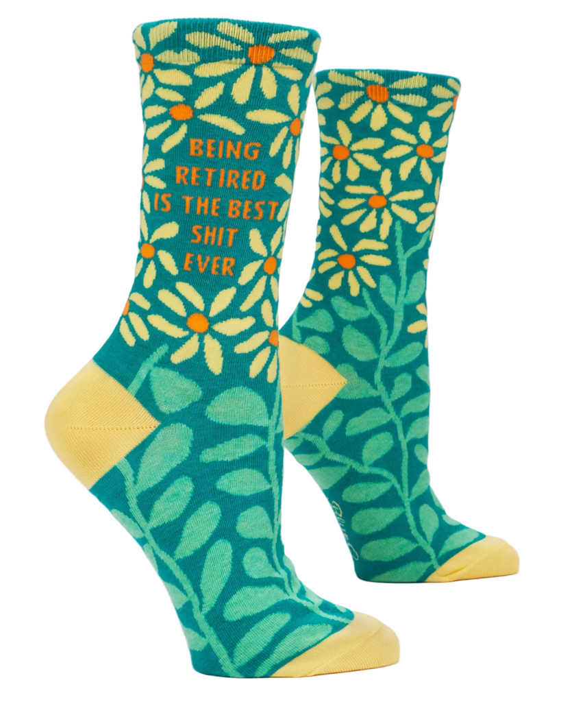 Being retired is the best shit ever, Women's crew socks by Blue Q, Sold by Le Monkey House