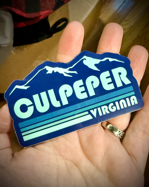Retro blue ridge mountains Culpeper Virginia sticker designed printed and sold by Le Monkey House