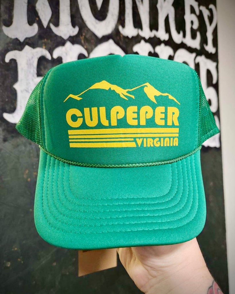 Our original retro Culpeper, Virginia logo design foam and mesh trucker hat by Le Monkey House