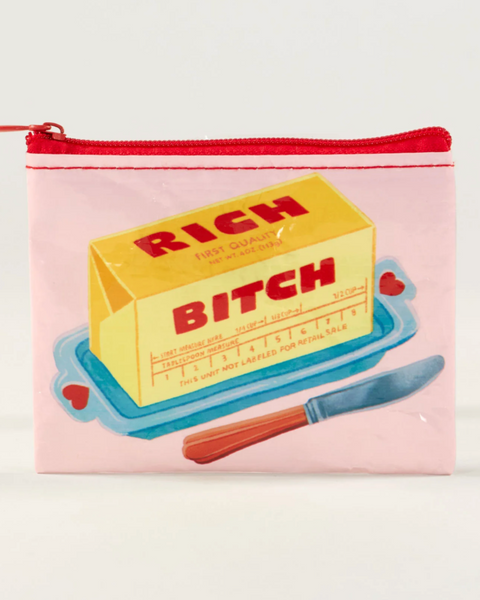 Rich bitch butter stick coin purse zippered pouch by Blue Q sold by Le Monkey House