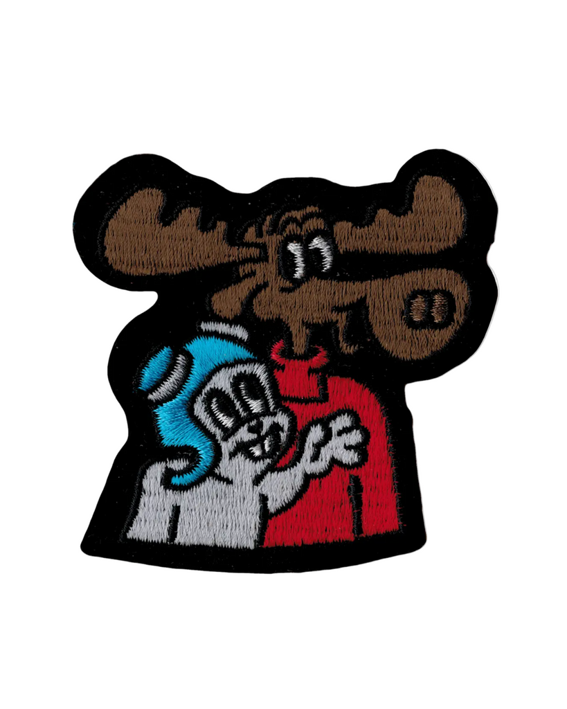 Rocky and bullwinkle iron on embroidered patch by Square Deal Recordings sold by Le Monkey House