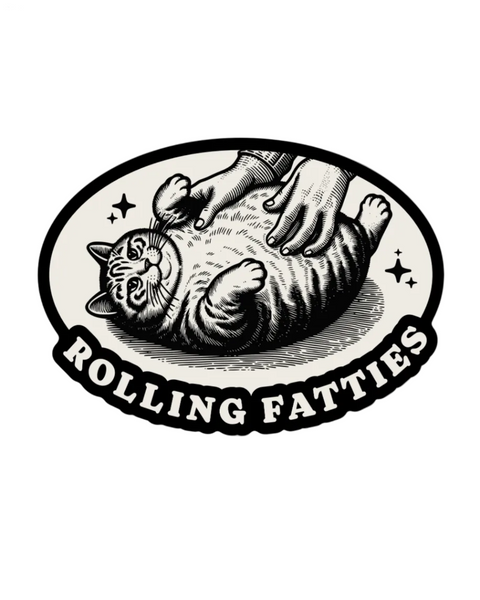 Rolling fatties vinyl sticker, funny sticker by Juju & Moxie, sold by Le Monkey House