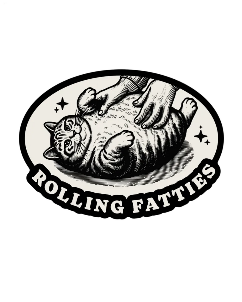 Rolling fatties vinyl sticker, funny sticker by Juju & Moxie, sold by Le Monkey House