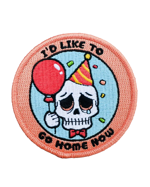 I'd Like To Go Home Now Sad Clown iron on embroidered patch by Retrograde Supply Co