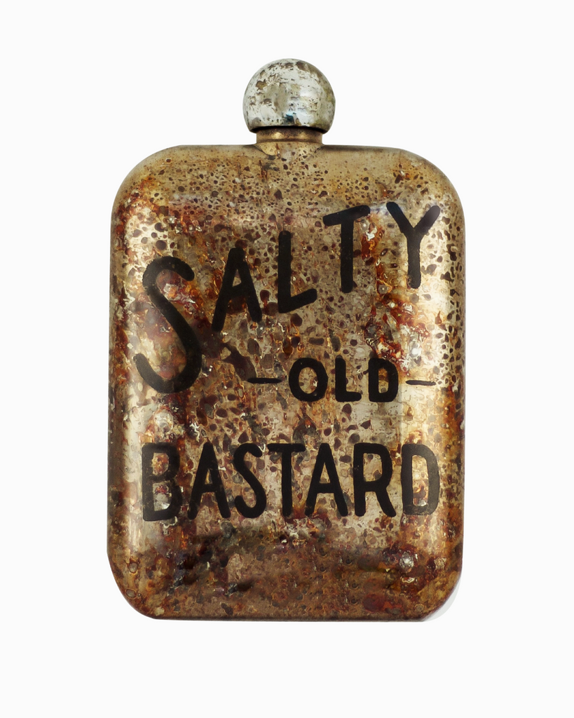 Salty Old Bastard whiskey flask by the sneerwell sold by Le Monkey House