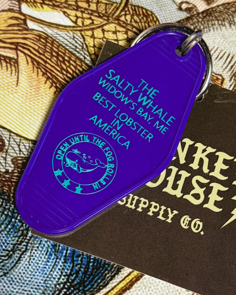 The Salty Whale, Widow's Bay, retro style motel keychain, keyfob, by Three Sisters Design Co, sold by Le Monkey House