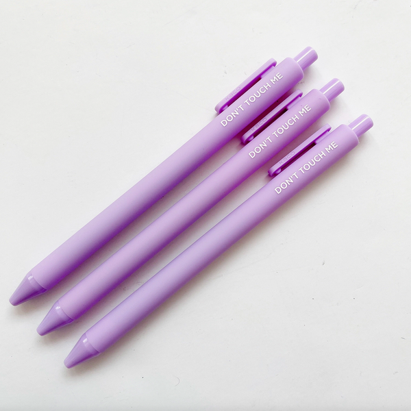 Lavender click top pen, Don't Touch Me by Calliope Pencil Factory Sold by Le Monkey House