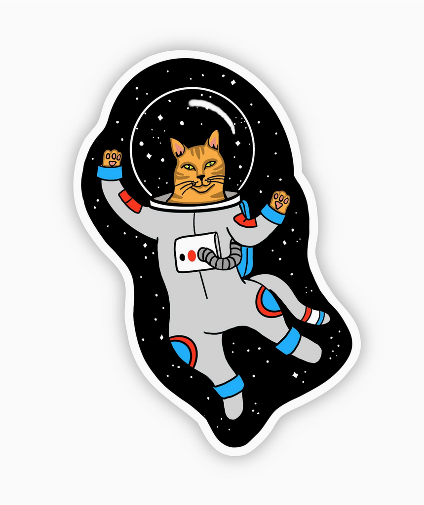 Space cat astronaut sticker designed by Big Moods Sold by Le Monkey House