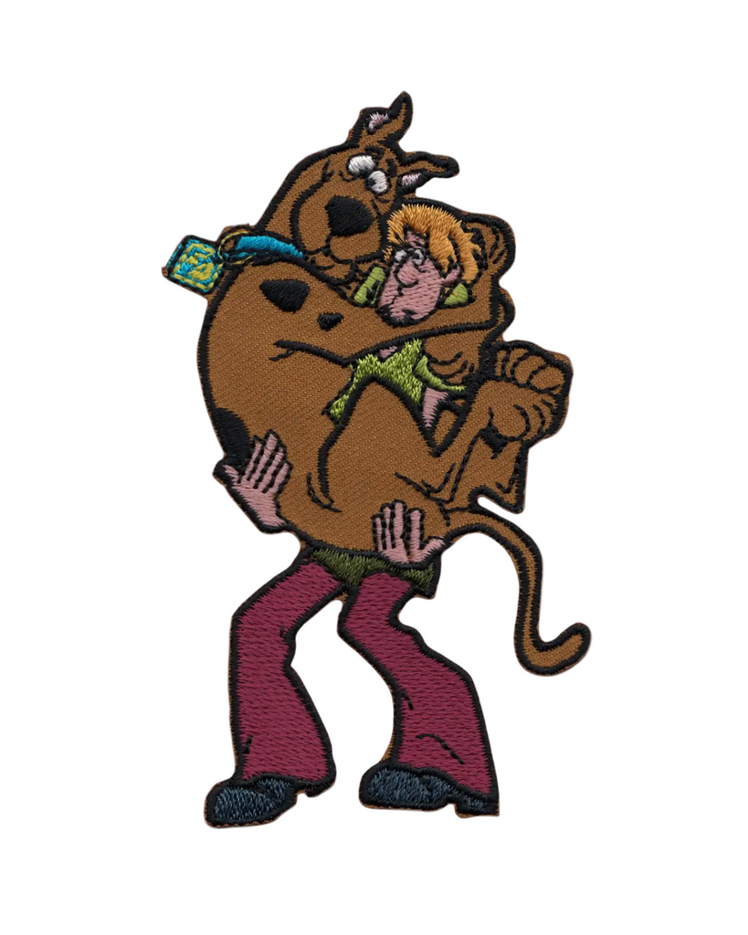 Shaggy holding Scooby Doo embroidered iron on patch by Square Deal Recordings sold by Le Monkey House