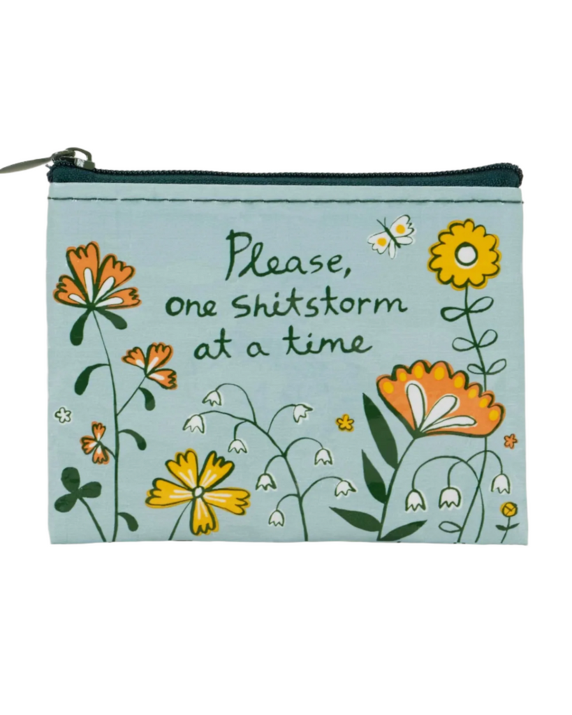 One shitstorm at a time coin pouch purse by Blue Q sold by Le Monkey House