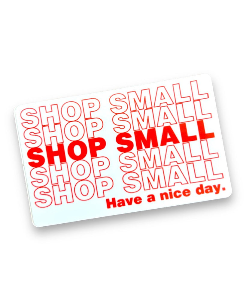 Shop small thank you grocery bag design sticker by Alex Daley Designs sold by Le Monkey House