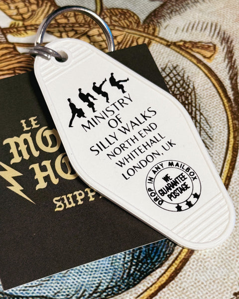 Ministry of Silly Walks, Monty Python, London, UK, retro style motel keychain, keyfob, by Three Sisters Design Co, sold by Le Monkey House