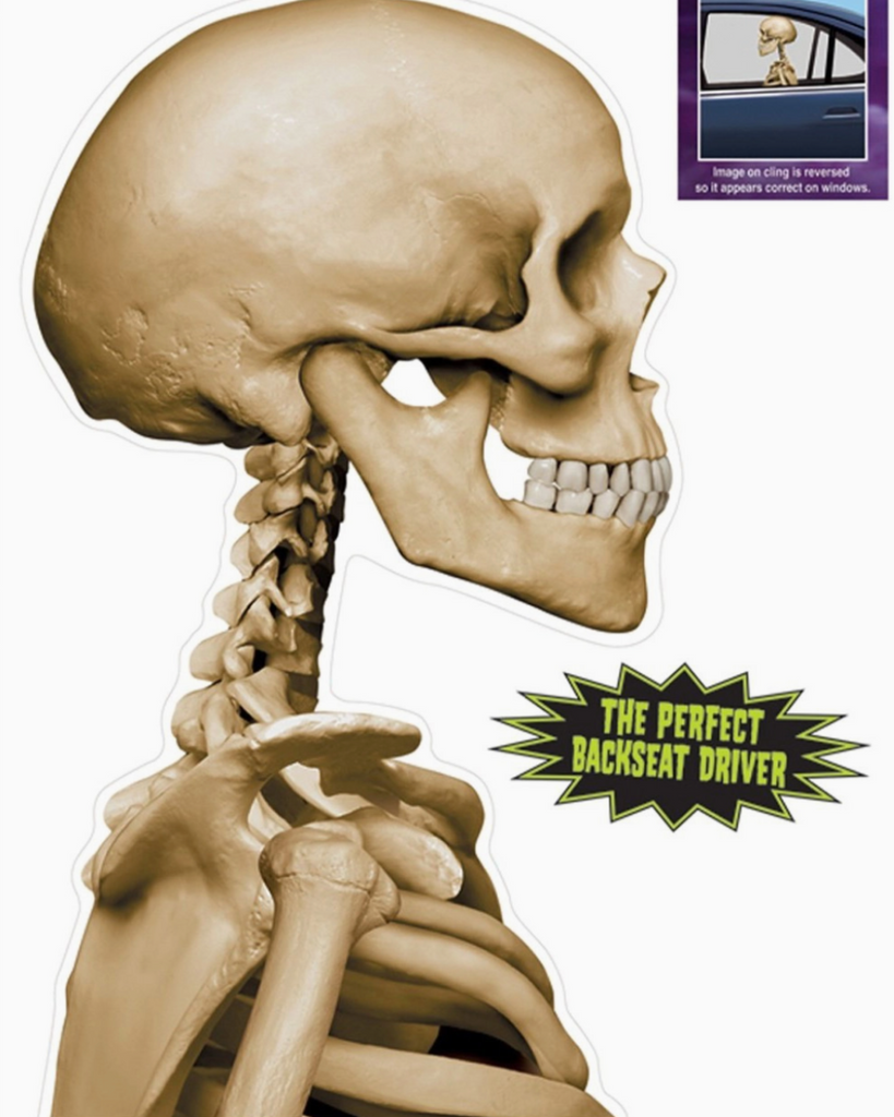 Ride along skeleton window cling Halloween by Beistle sold by Le Monkey House