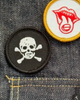 Mini Skull and bones embroidered iron on patch by World Famous Original sold by Le Monkey House