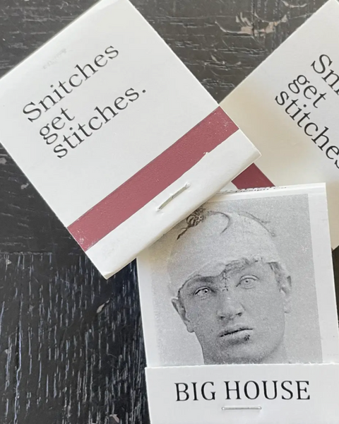 snitches get stitches bighouse/mugshot match book by 3 sisters design co sold by Le Monkey House