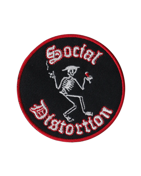 Social distortion round logo skeleton iron on sew on patch by Square Deal Recordings sold by Le Monkey House