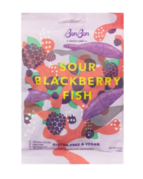 Swedish Sour Blackberry gummy candy fish by BonBon New York NYC sold by Le Monkey House