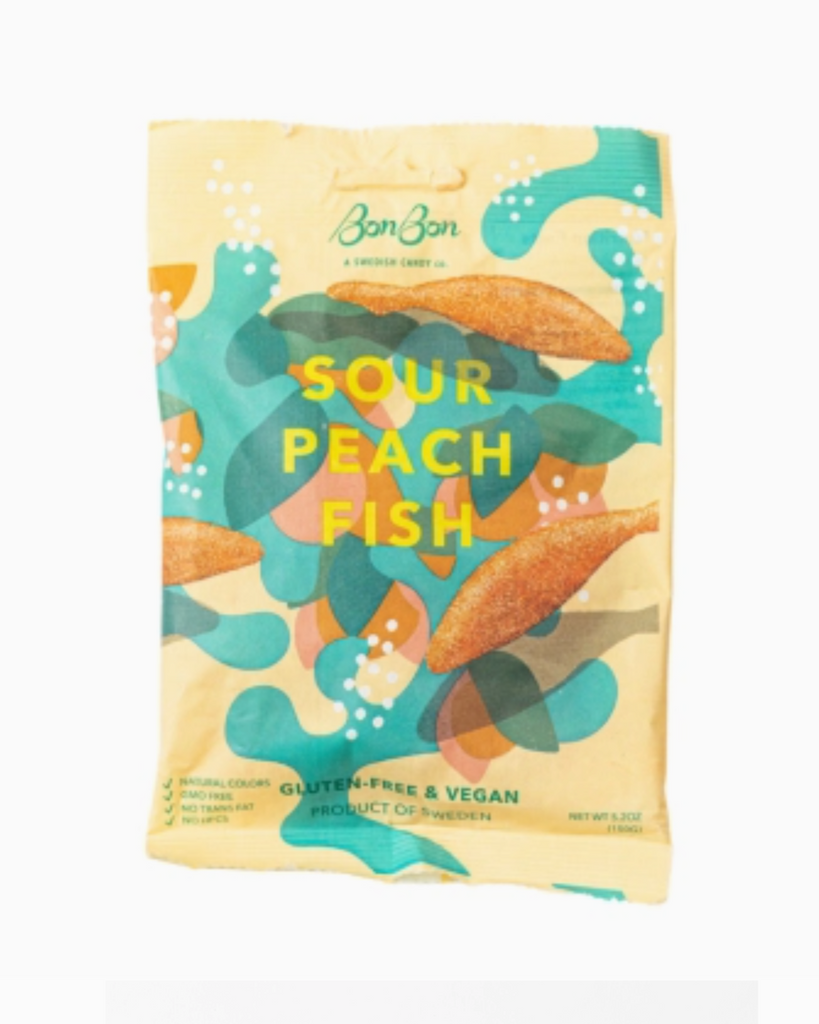 Sour Peach Swedish Candy fish by Bonbon NYC sold by Le Monkey House