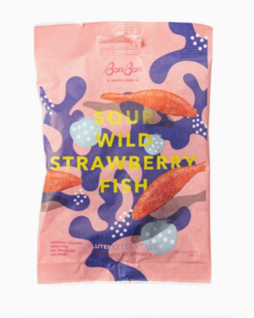 Sour Wild Strawberry Swedish Fish Gummy Candy by Bonbon NYC sold be Le Monkey House