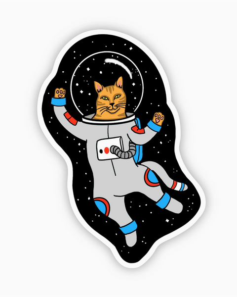 Space cat astronaut sticker designed by Big Moods Sold by Le Monkey House