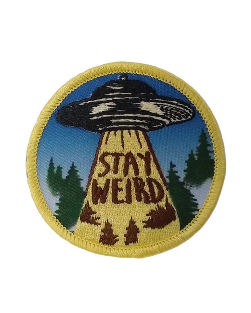 Stay Weird UFO Beam Me Up embroidered iron on patch by Shady Front Sold by Le Monkey House