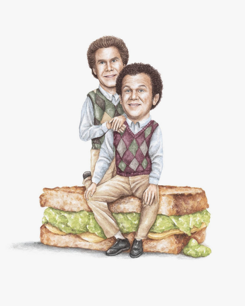 Step Brothers, will ferrell, john c reilly celebs on Sandwiches 8x10 watercolor print sold by Le Monkey House