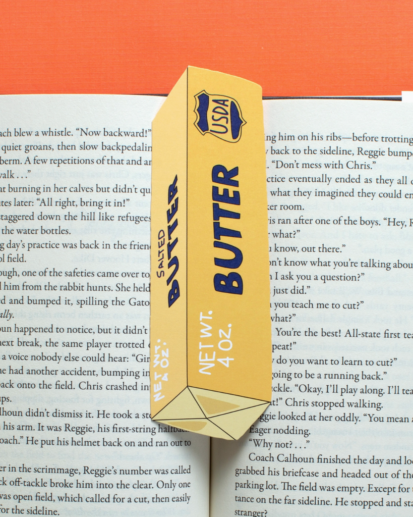 Stick of butter bookmark by Humdrum Paper sold by Le Monkey House