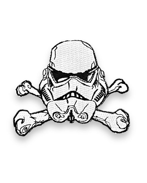 Stormtrooper Star Wars Helmet with Crossbones embroidered iron on sew on patch by Square Deal Recordings sold by Le Monkey House