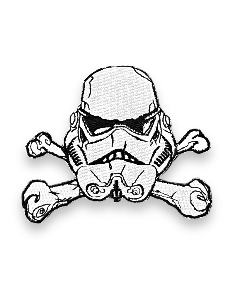 Stormtrooper Star Wars Helmet with Crossbones embroidered iron on sew on patch by Square Deal Recordings sold by Le Monkey House