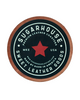 Premium handmade leather coaster back with sugarhouse leather logo 